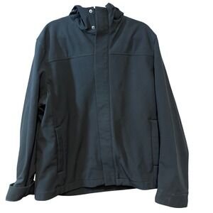 Banana Republic Mens NWOT Black Softshell Jacket Hooded Full Zip XL 794432-01